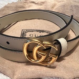 💯 Authentic GG MARMONT THIN BELT IN WHITE